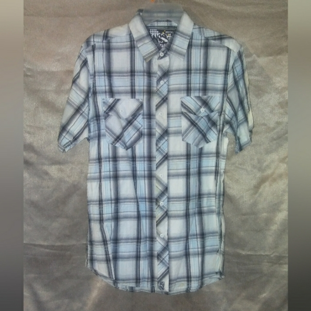 "NSS" Vintage Short Sleeve Casual Button Down Shirt